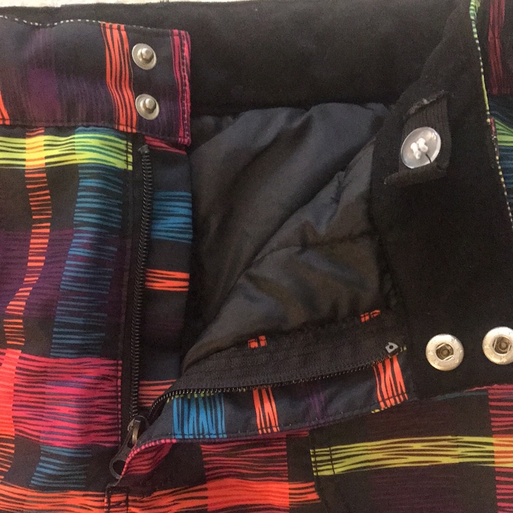 Falls Creek Plaid Snow Ski Pants Black Pink Orange XL 14 to 16 - Picture 7 of 16